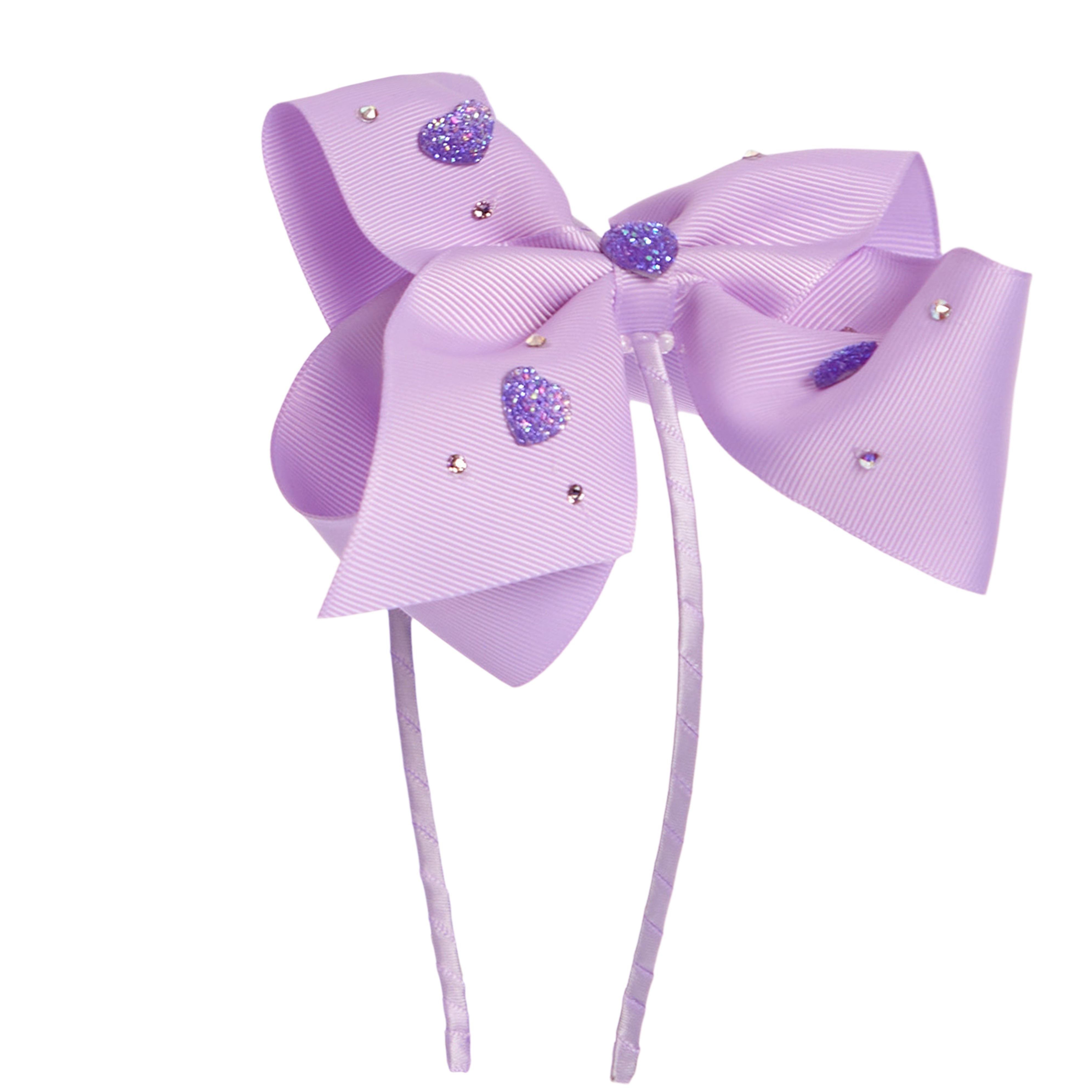 Glitter Hearts Thin Grossgrain Bow Headband - Denny's