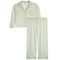 A two-piece long-sleeve pajama set featuring a light blue and yellow duck print, shown on a plain white background.