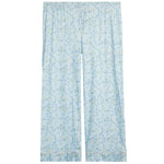 Light blue pajama pants with a delicate blue and yellow floral pattern, featuring an elastic waistband and matching rolled cuffs.