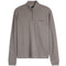 A men's long-sleeve quarter-zip pullover in a heathered taupe-gray color, featuring a mock neck collar, a zippered chest pocket with a snap button, and ribbed cuffs and hem.