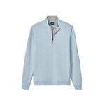 A light blue quarter-zip sweatshirt with a gray heathered inner collar, shown flat against a solid white background.