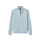A light blue quarter-zip sweatshirt with a gray heathered inner collar, shown flat against a solid white background.