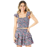 Joanna Bright Floral Flutter Sleeve Tank - Denny's