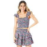 Joanna Bright Floral Flutter Sleeve Tank - Denny's