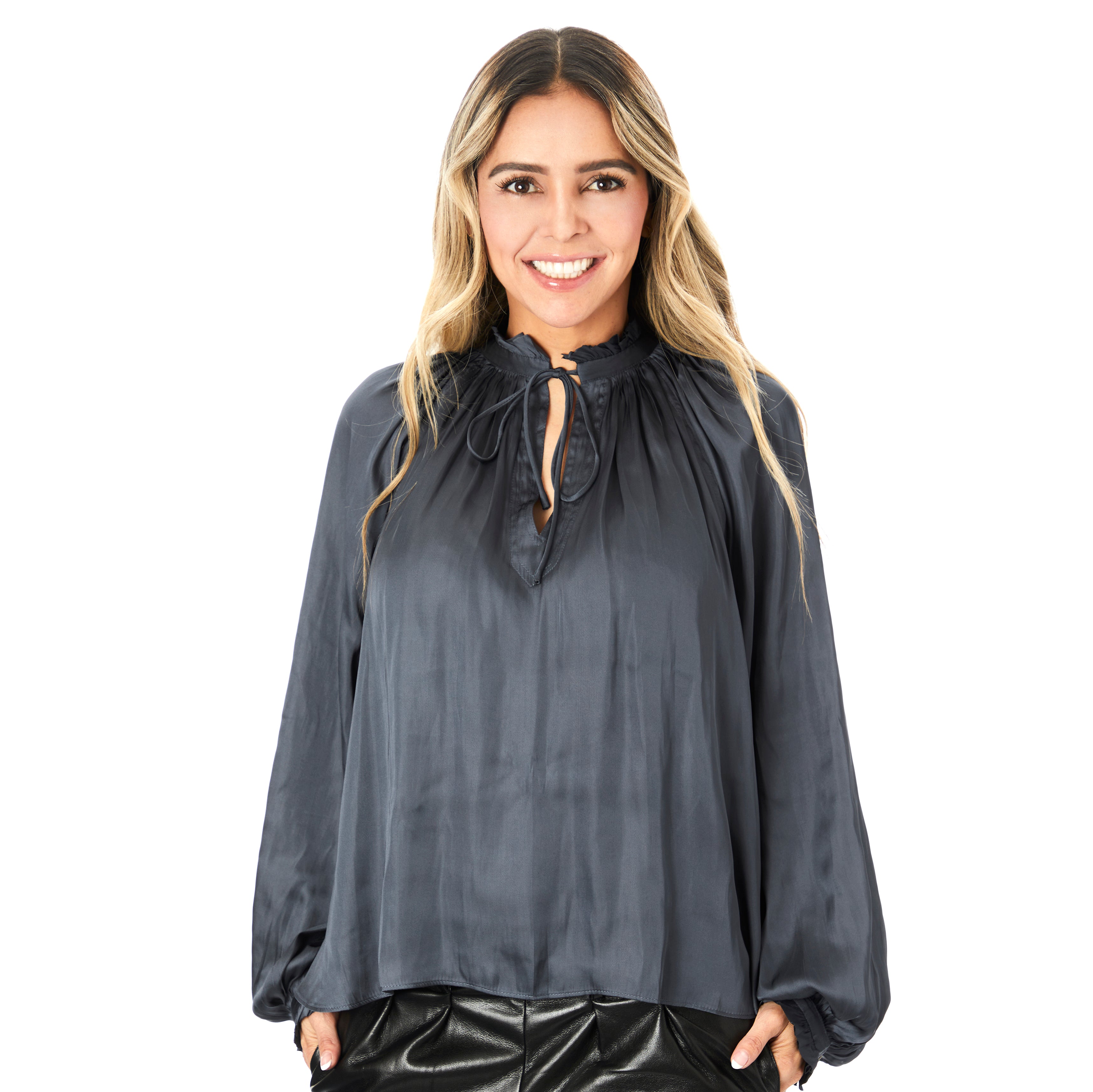 Ruffle Detail Long Sleeve Blouse - Denny's