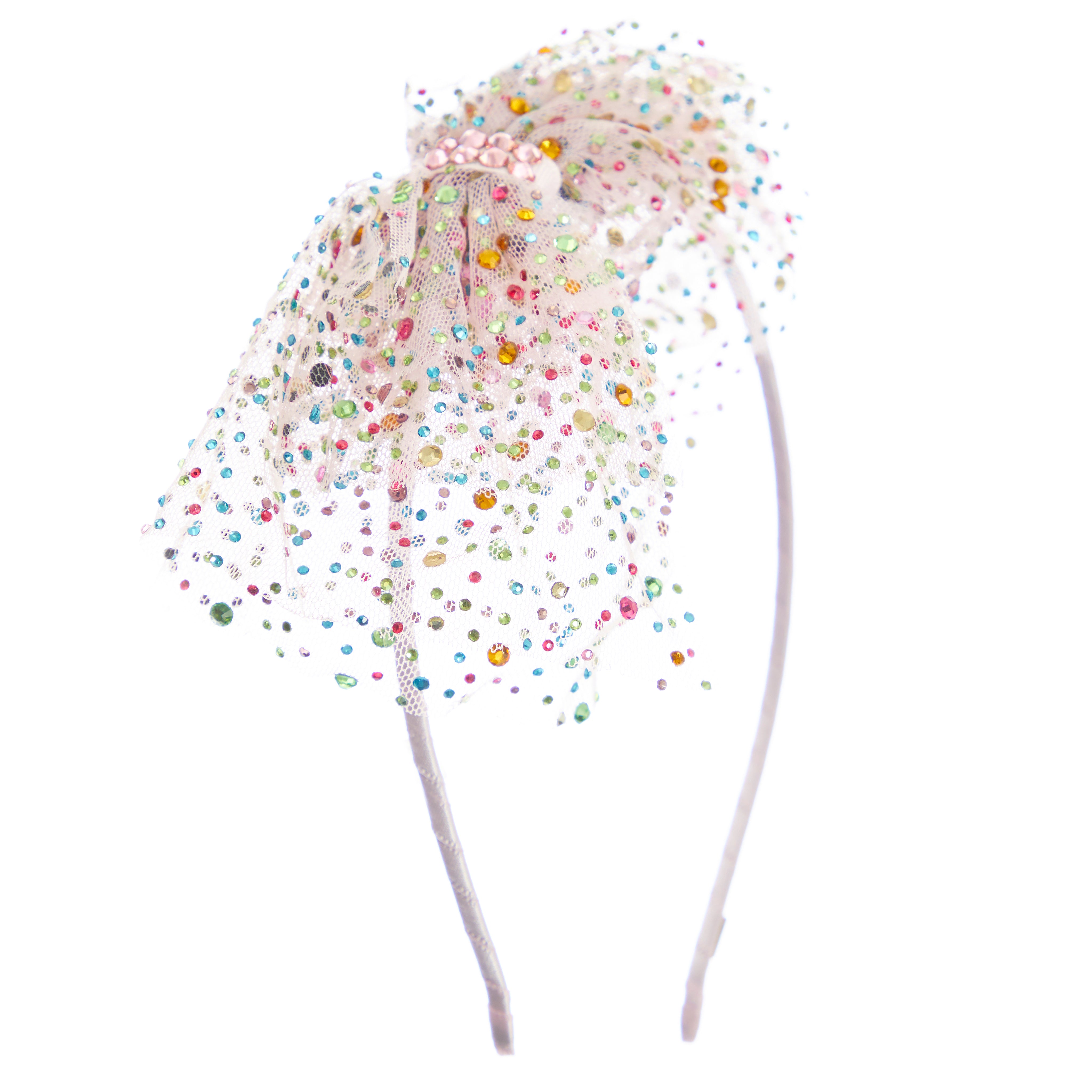 Tulle Jeweled Bow Thin Headband - Denny's