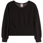 V-Neck Smocked Waist Top - Denny's