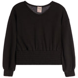 V-Neck Smocked Waist Top - Denny's