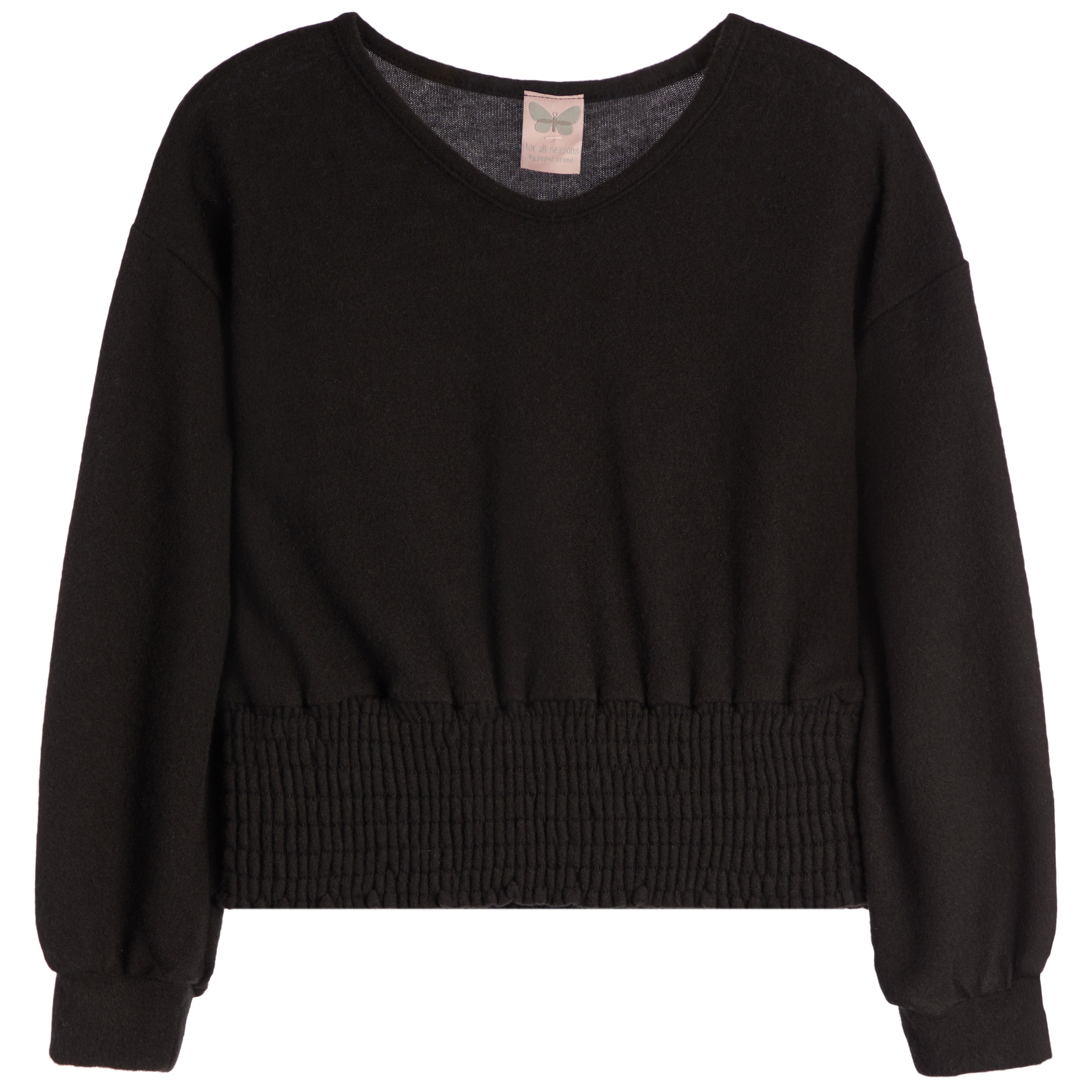 V-Neck Smocked Waist Top - Denny's