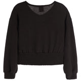 V-Neck Smocked Waist Top - Denny's