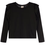 Long Sleeve Rib Ruffle Sleeve Top - Denny's