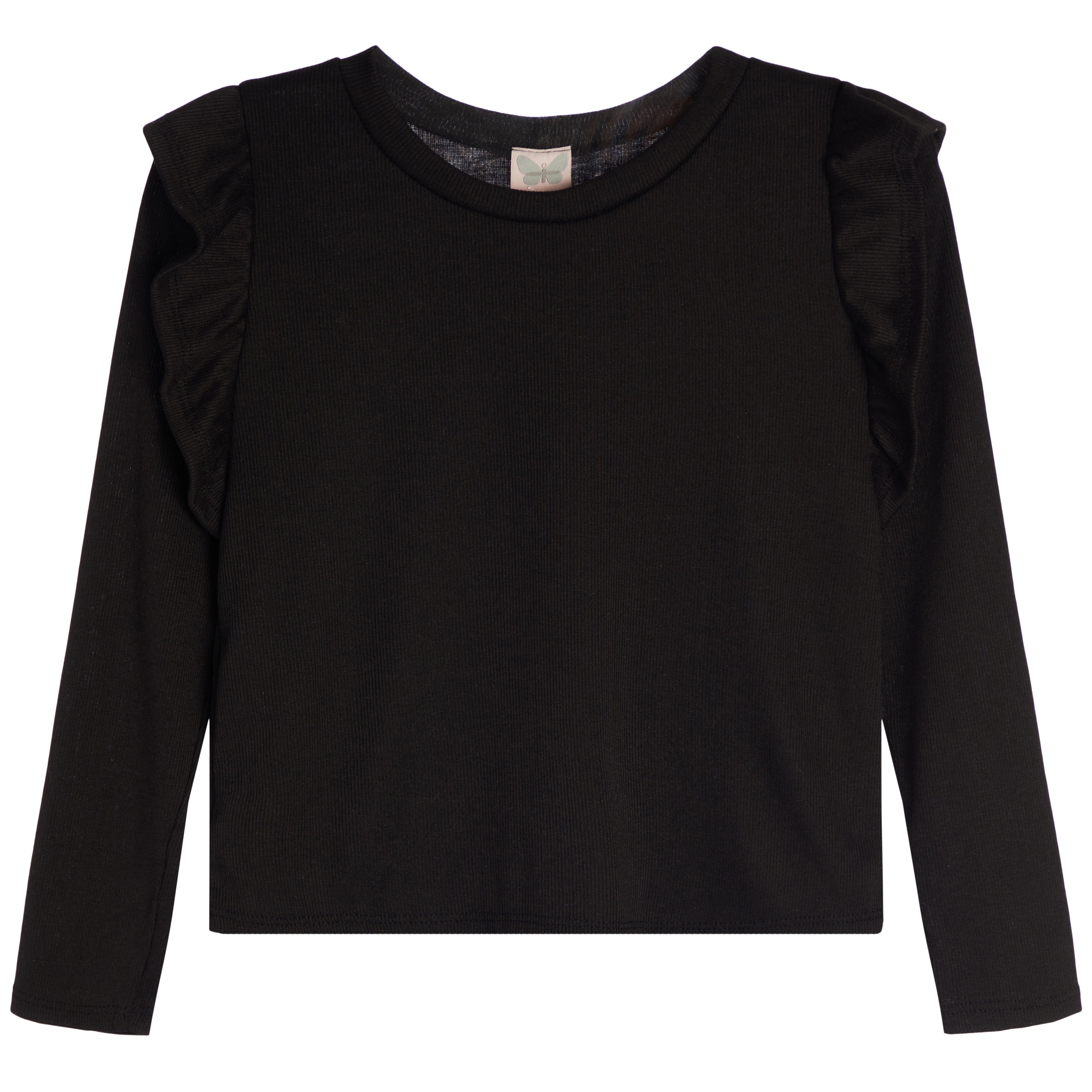 Long Sleeve Rib Ruffle Sleeve Top - Denny's