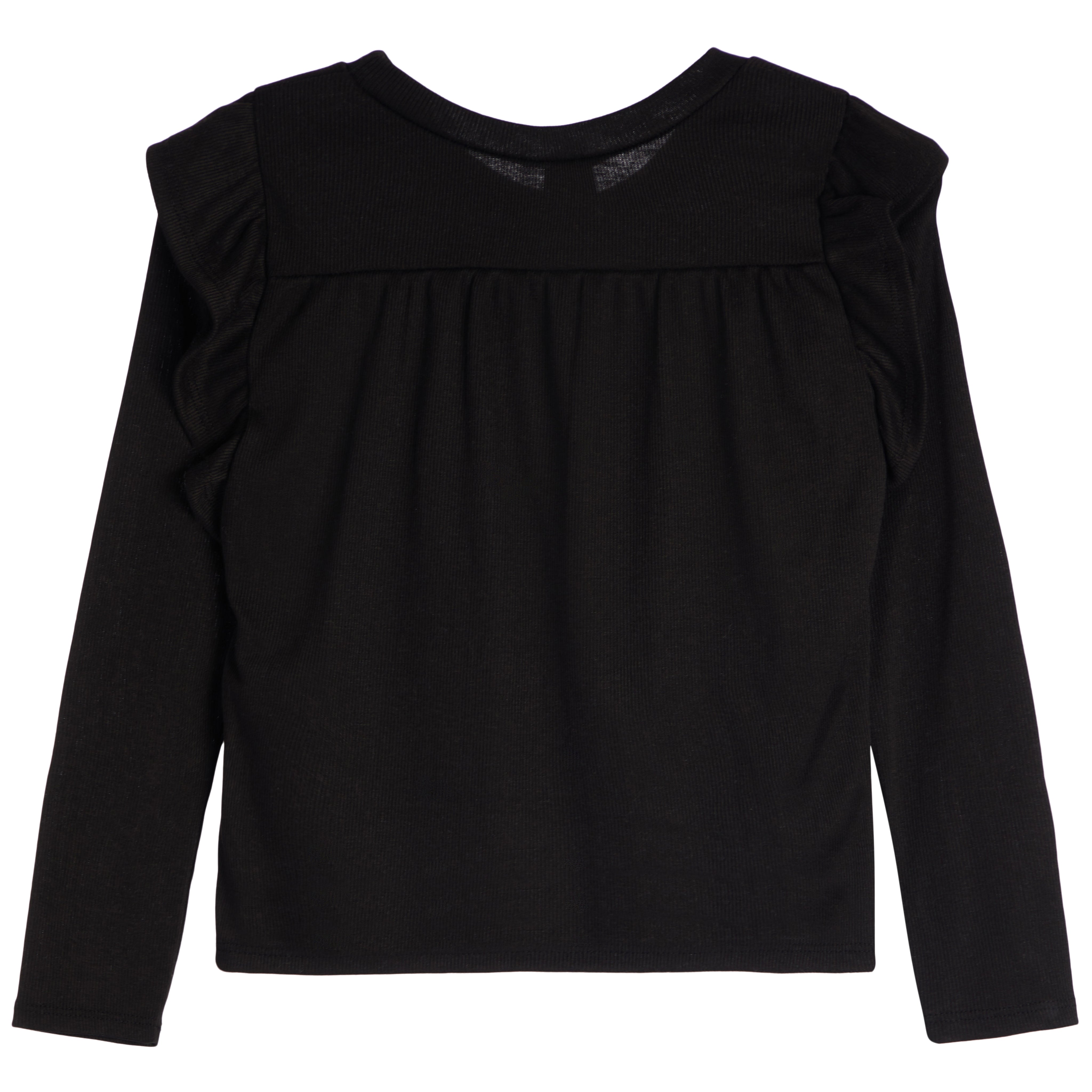 Long Sleeve Rib Ruffle Sleeve Top - Denny's
