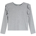 Long Sleeve Rib Ruffle Sleeve Top - Denny's