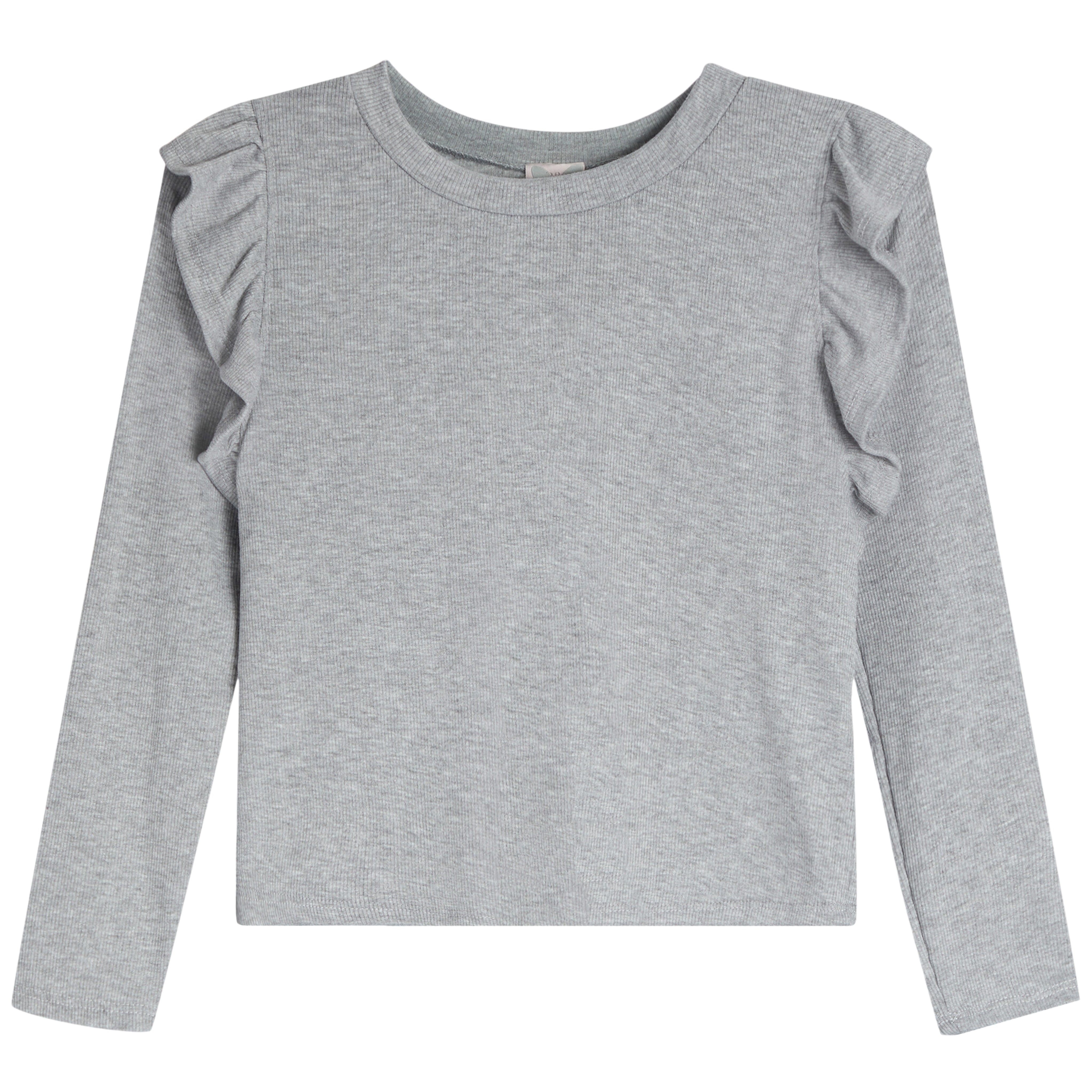 Long Sleeve Rib Ruffle Sleeve Top - Denny's