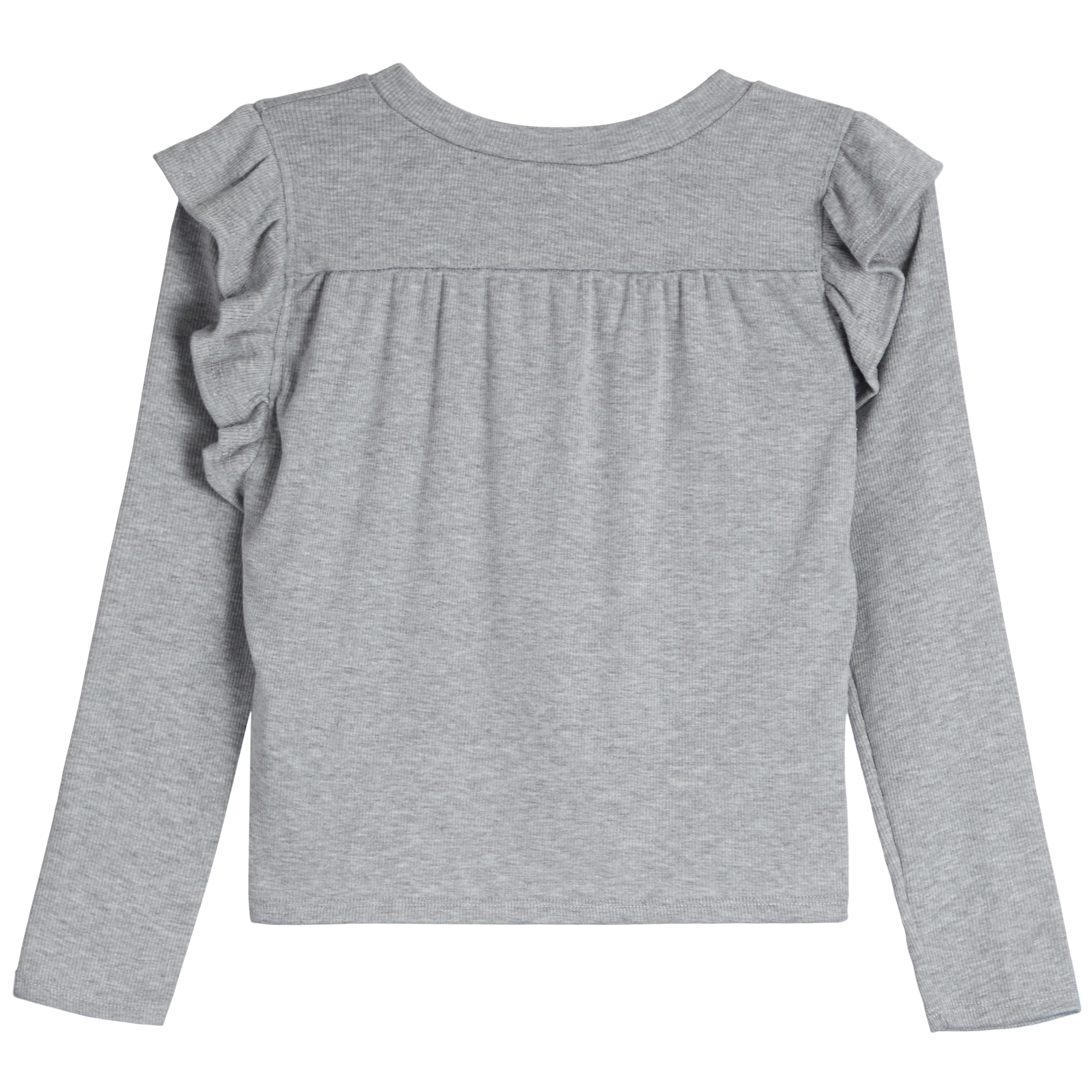 Long Sleeve Rib Ruffle Sleeve Top - Denny's