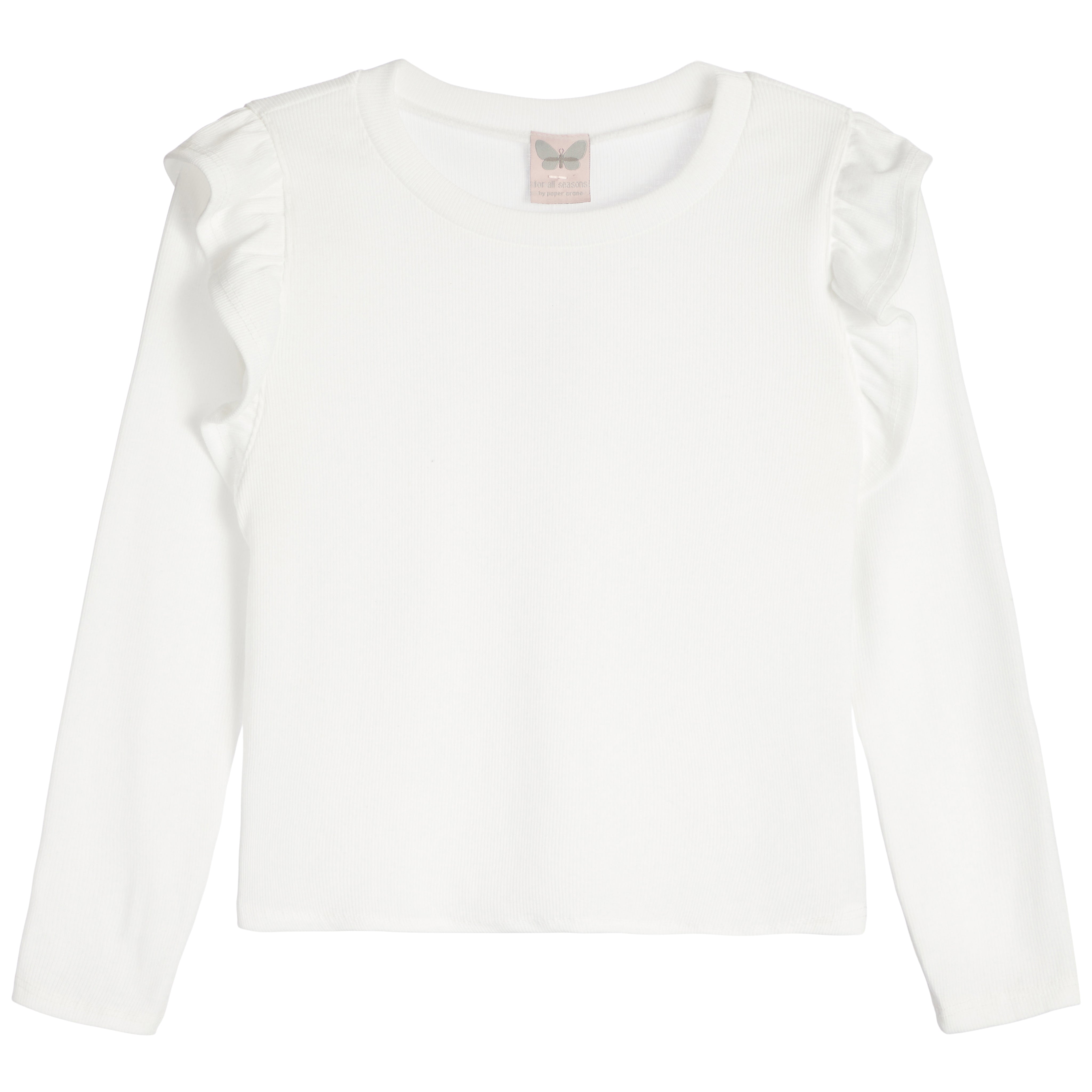 Long Sleeve Rib Ruffle Sleeve Top - Denny's