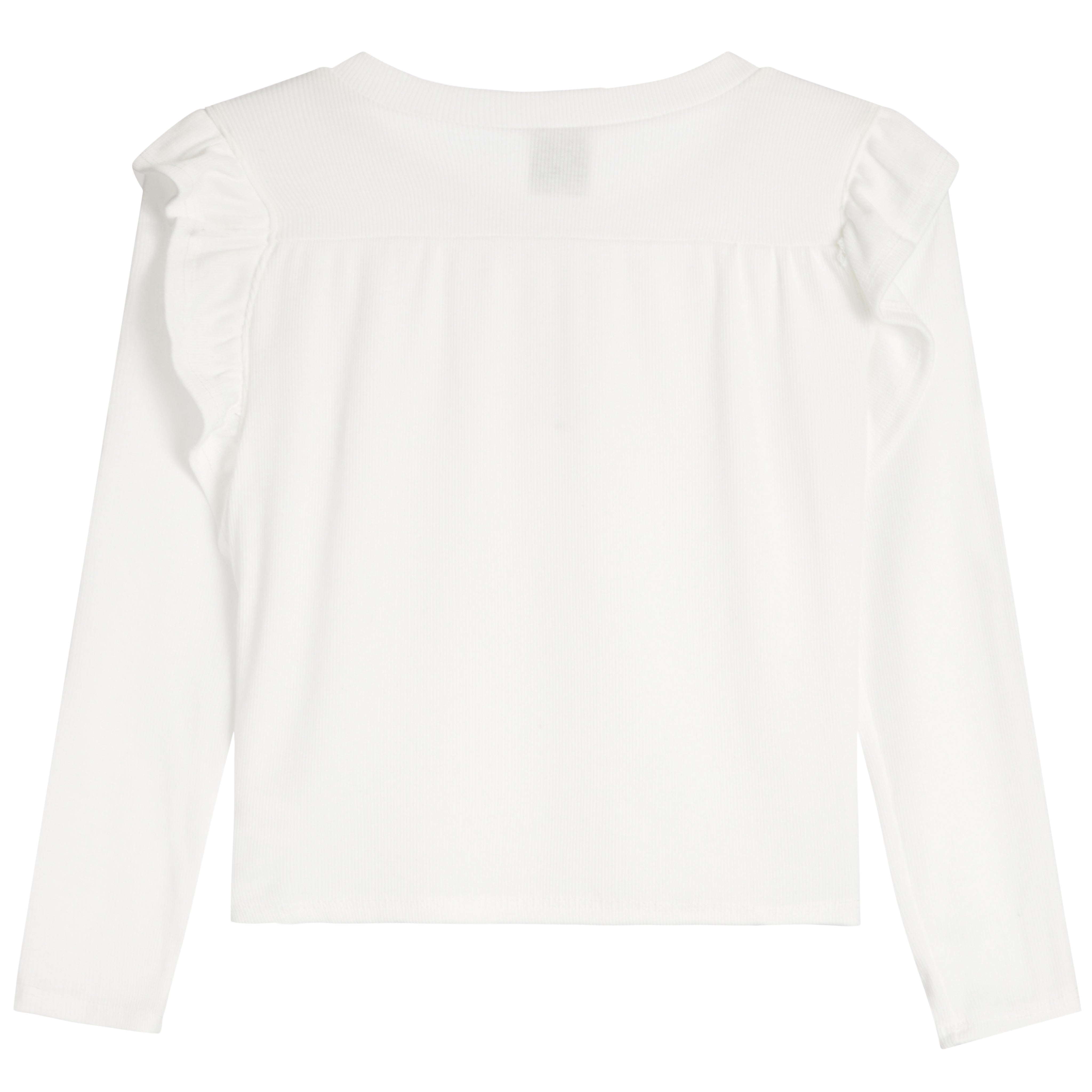 Long Sleeve Rib Ruffle Sleeve Top - Denny's