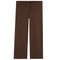 A pair of solid brown wide-leg lounge pants with an elastic waistband and matching drawstring, shown flat against a plain white background.