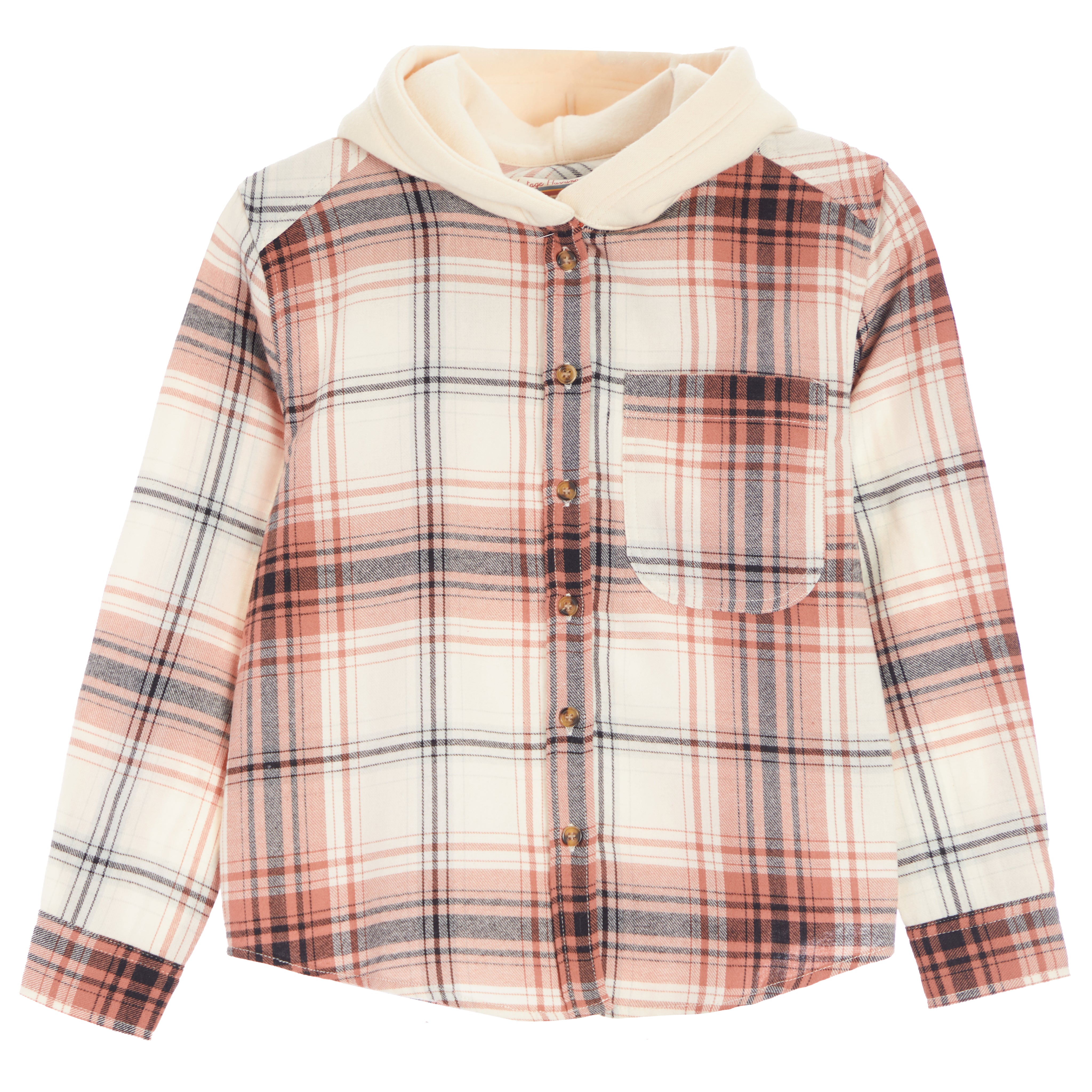 Plaid Button Up Hoodie - Denny's