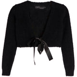 Satin Tie Front Fuzzy Cardigan With - Denny's
