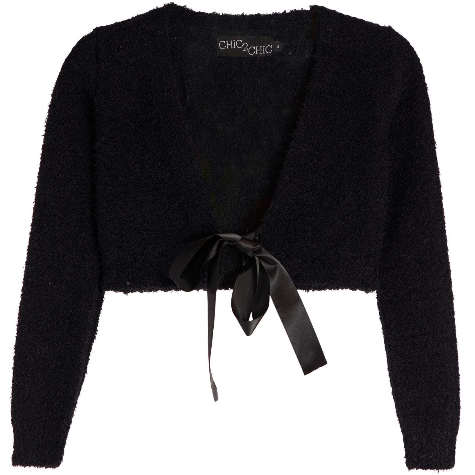 Satin Tie Front Fuzzy Cardigan With - Denny's