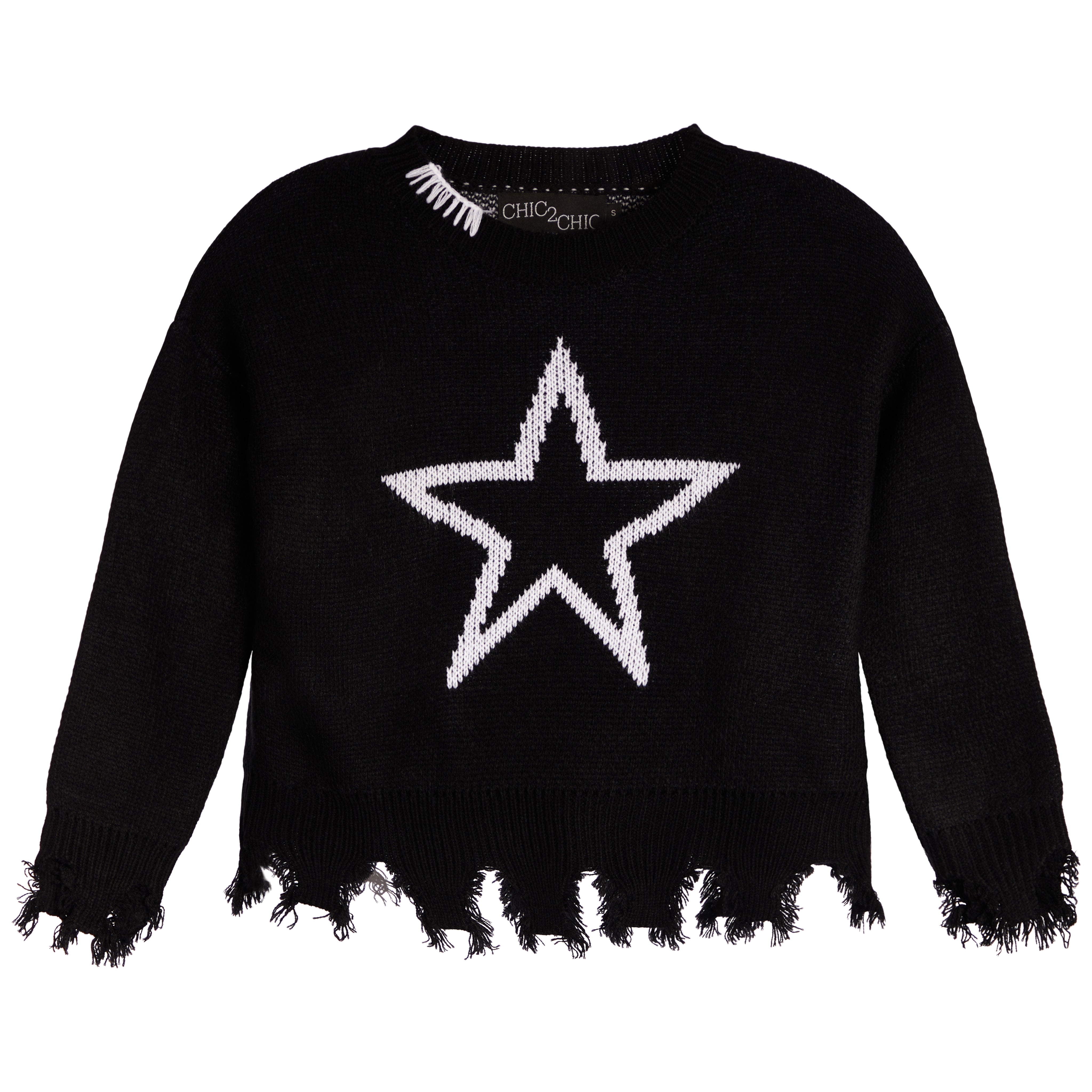 Open Star Distressed Sweater - Denny's