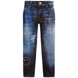 Embroidered Smiley Denim Leggings - Denny's