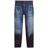 Embroidered Smiley Denim Leggings - Denny's