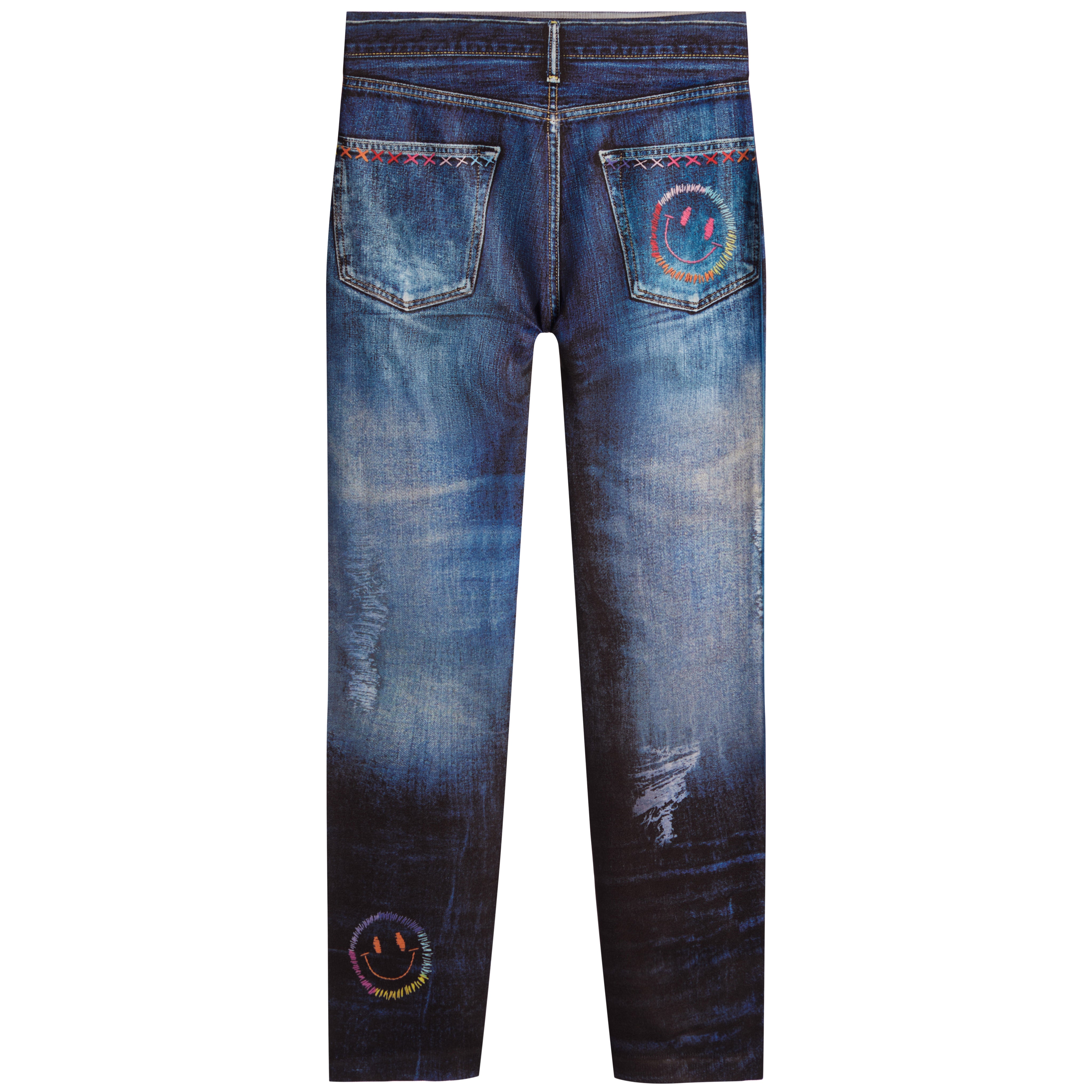 Embroidered Smiley Denim Leggings - Denny's