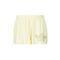 Light yellow shorts with a decorative angel on a white background