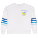 Crew With Multi Blue Stripe With Ciao Bella