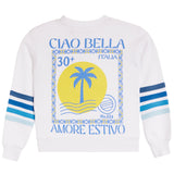 Crew With Multi Blue Stripe With Ciao Bella