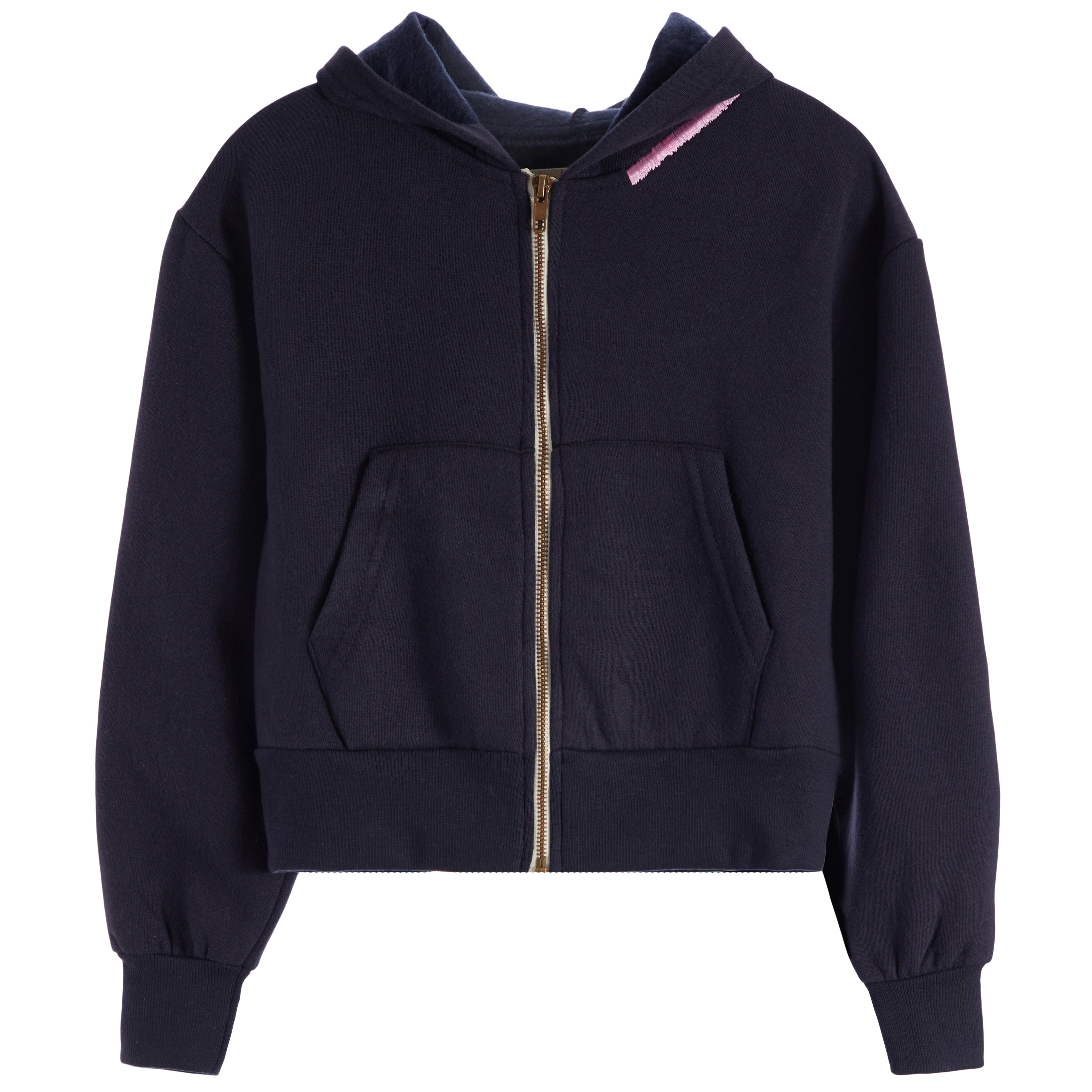 Smiley Embrodiery Zip Hoody - Denny's