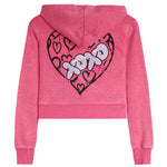 Drippy Heart Crop Zip Hoodie - Denny's