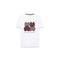 A white short-sleeve crewneck t-shirt featuring a graphic of two cartoon bunnies with skull patterns on the chest, labeled 'PSYCHO BUNNY'.