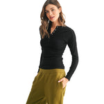 Long Sleeve Ribbed Henley - Denny's