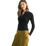 Long Sleeve Ribbed Henley - Denny's
