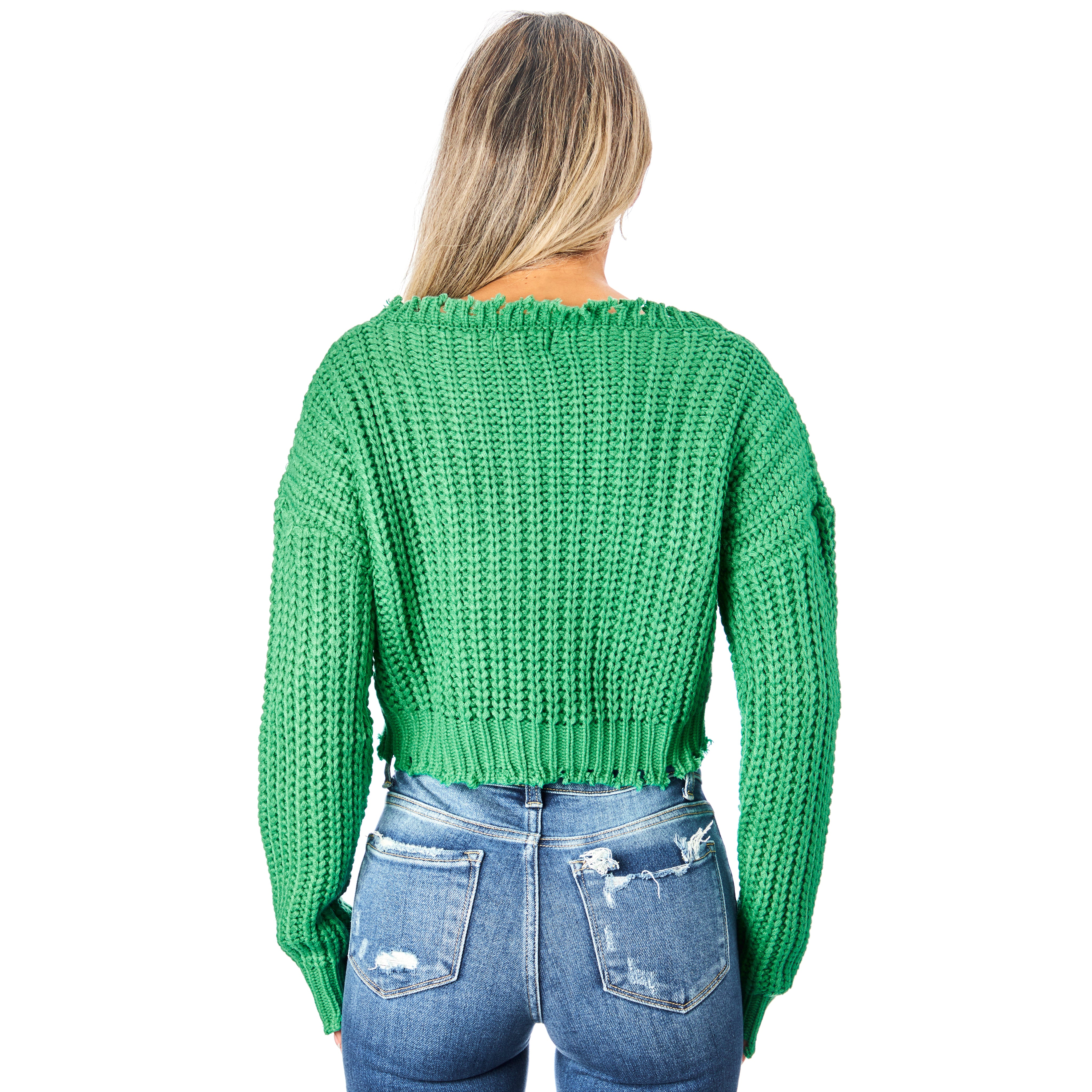 Fiona Frayed Cropped Sweater - Denny's