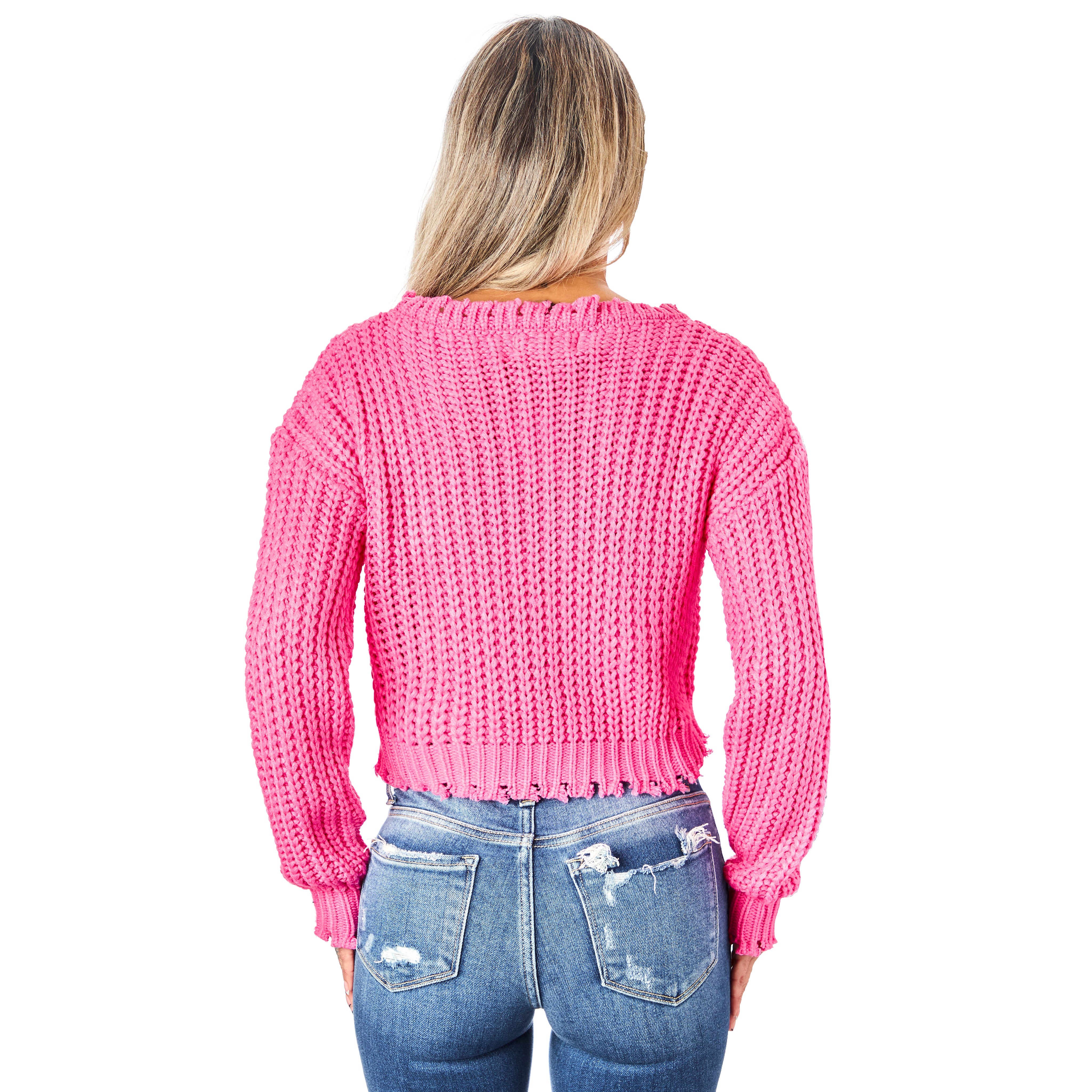Fiona Frayed Cropped Sweater - Denny's