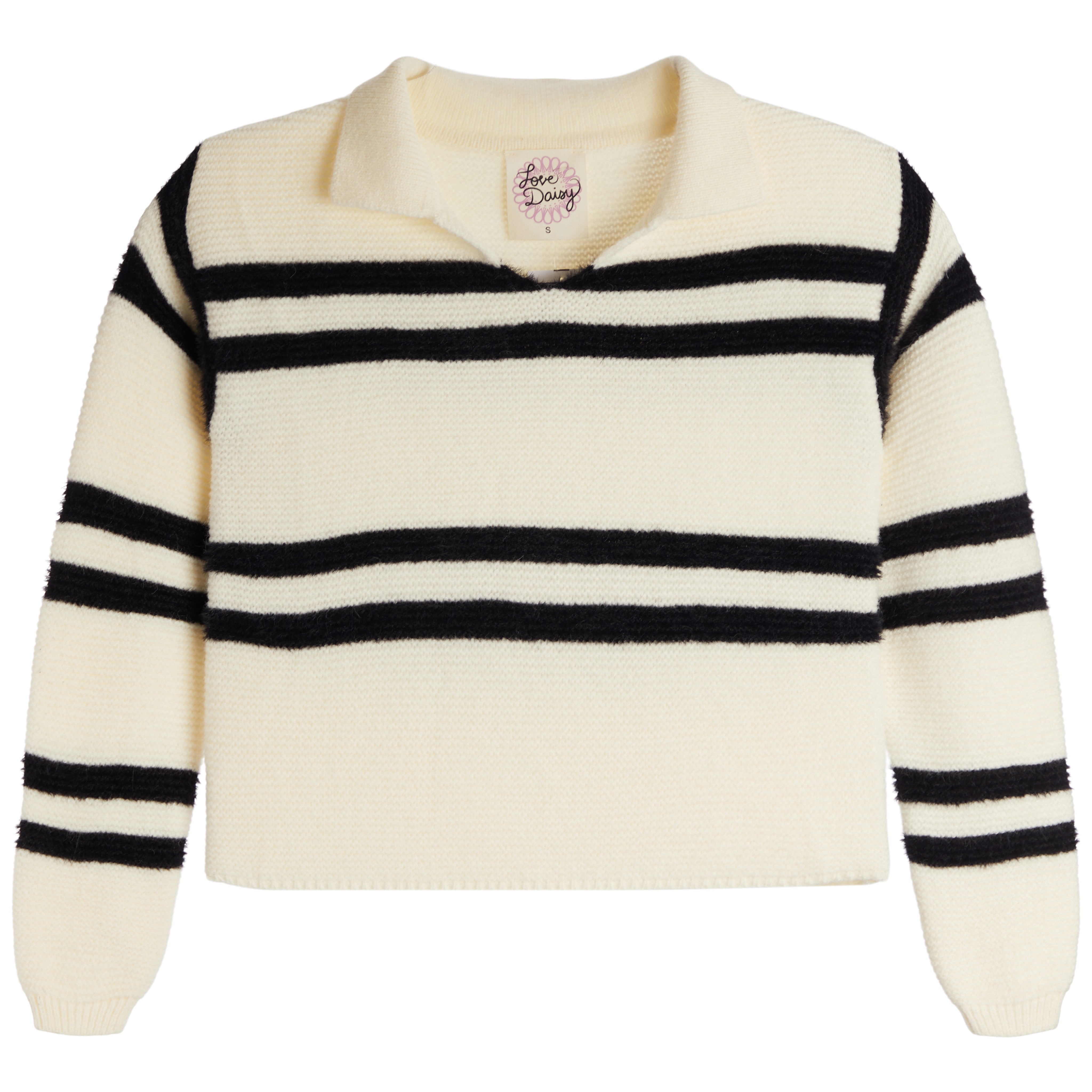 Striped Cropped Collared Sweater - Denny's