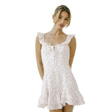 Cherry And Eyelet Ruffled Mini Dress
