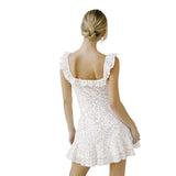 Cherry And Eyelet Ruffled Mini Dress
