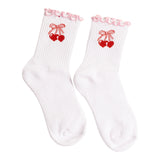 Lettuce Edge Cherry Bow Ankle Sock
