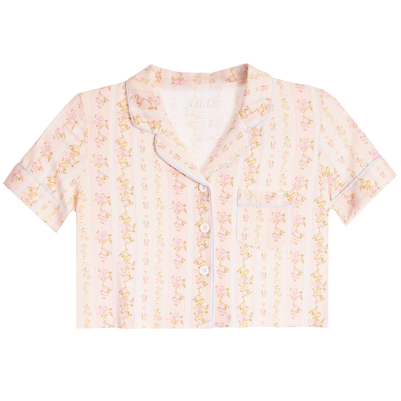 Lily Shabby Floral Stripe Cropped Short Set - Denny's