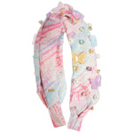 3D Butterfly and Pearls Linen Knot Headband - Denny's
