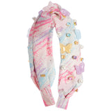 3D Butterfly and Pearls Linen Knot Headband - Denny's