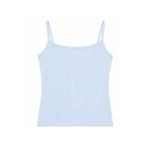 Light blue ribbed tank top on a white background