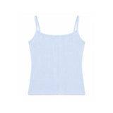 Light blue ribbed tank top on a white background