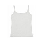 Grey spaghetti strap tank top on a white background